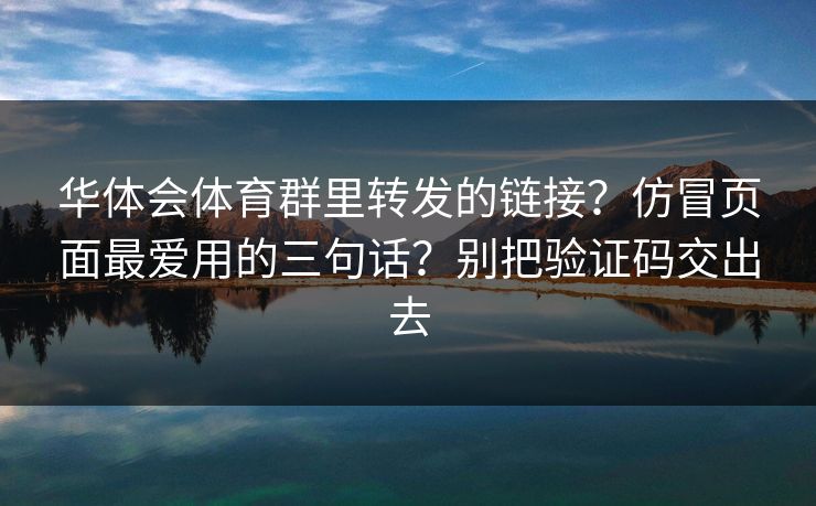 华体会体育群里转发的链接？仿冒页面最爱用的三句话？别把验证码交出去