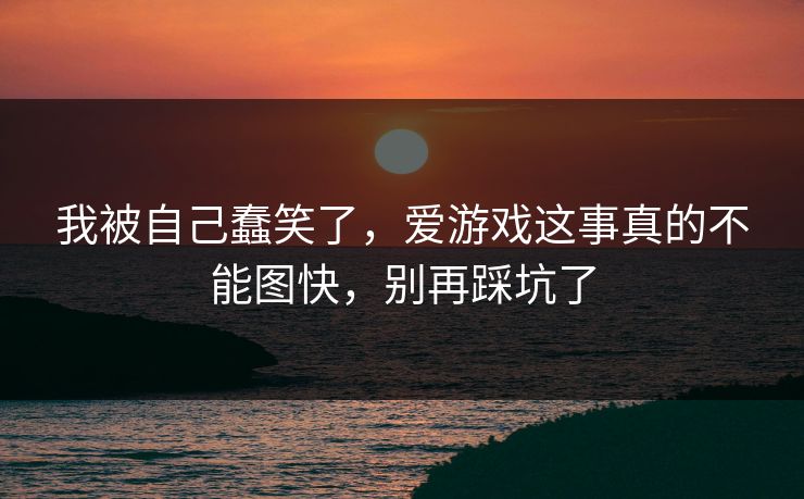 我被自己蠢笑了，爱游戏这事真的不能图快，别再踩坑了