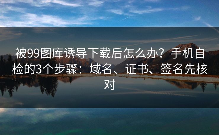 被99图库诱导下载后怎么办？手机自检的3个步骤：域名、证书、签名先核对